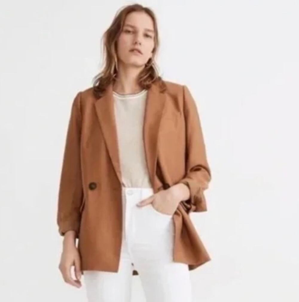 Madewell Chandler Double-Breasted Boyfriend Style Blazer Brown Size XS